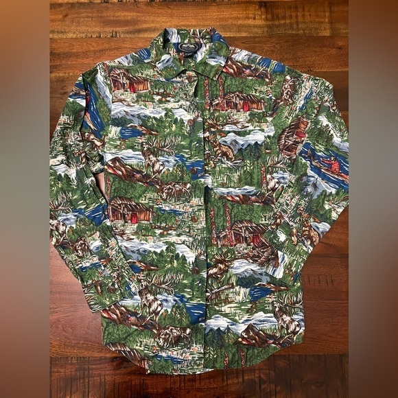 British Khaki Tops - British Khaki | Cabin Moose button down shirt